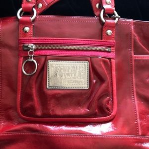 Beautiful red patented leather cross body coach bag perfect condition